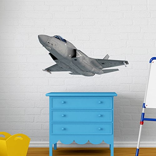 FULL COLOUR FIGHTER JET ARMY PORTHOLE WALL STICKER BEDROOM DECAL MURAL WSD583